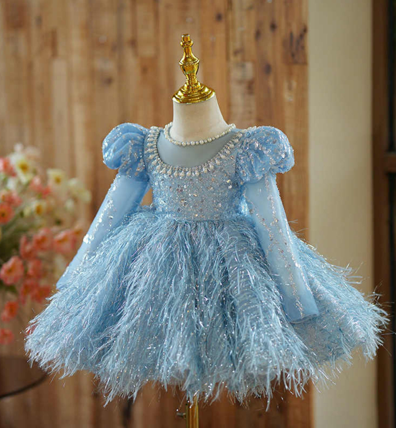 Blue Feathered TutuBanks Dress with Sequin Details