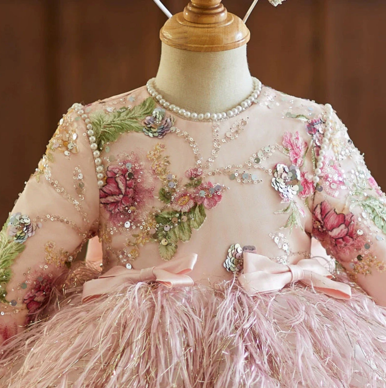 Floral Embellished Pink TutuBanks Dress with Headband