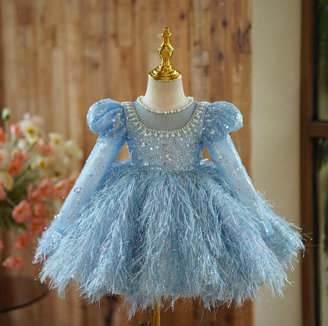 Blue Feathered TutuBanks Dress with Sequin Details