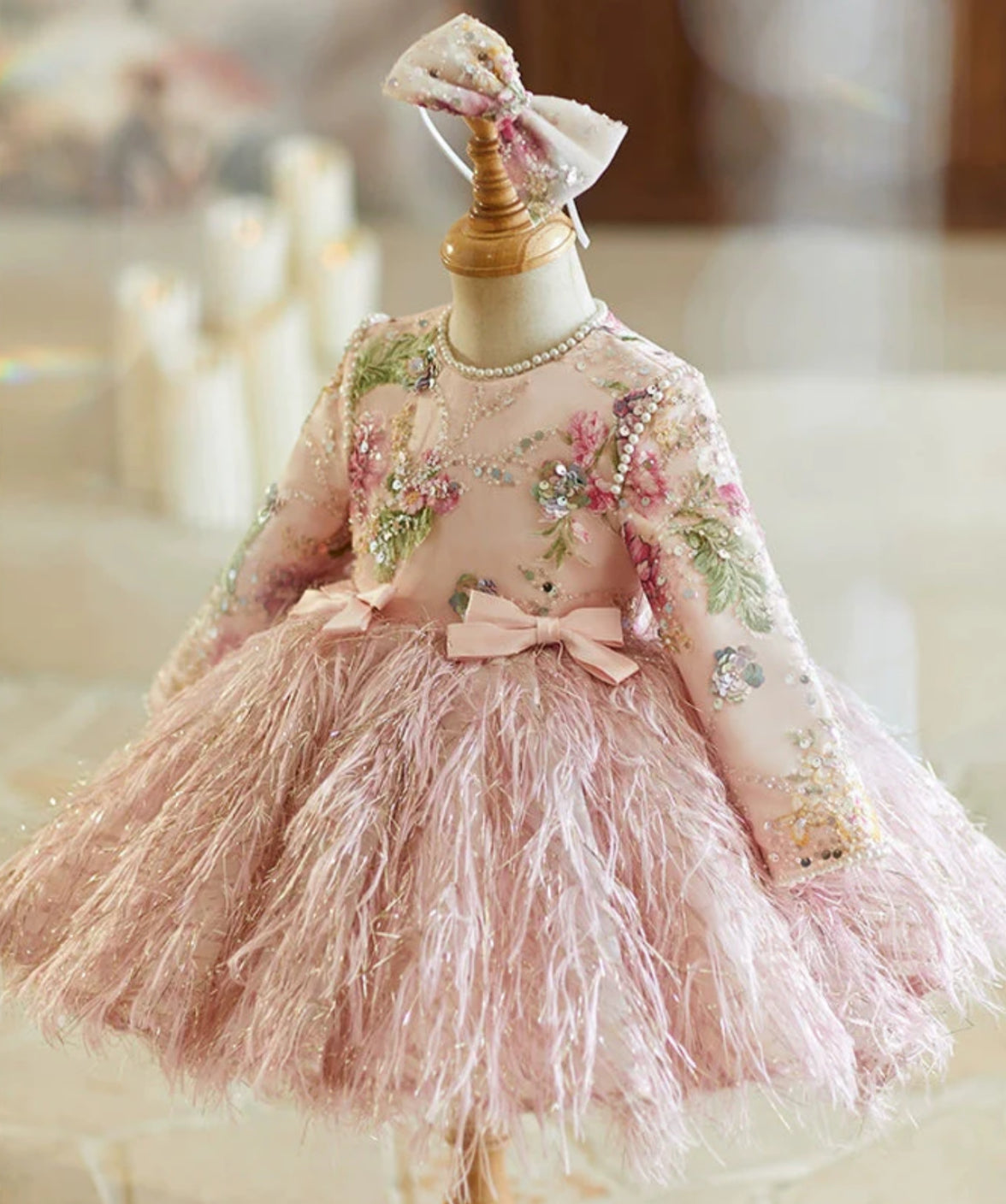 Floral Embellished Pink TutuBanks Dress with Headband